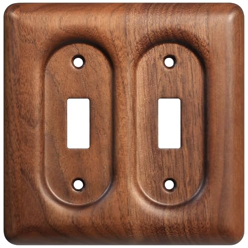 Decorative Light Switch Plates Solid North American Walnut Double Toggle Light Switch Cover, 2-Gang Wall Plate - color: Walnut wood, size: Double Rocker