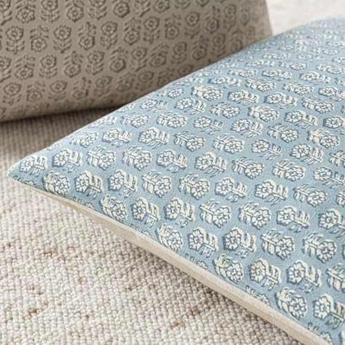 Foindtower Set of 2 Decorative Neutral Floral Print Throw Pillow Covers Vintage Accent Farmhouse Cushion Covers Boho Home Decor for Sofa Chair Couch Bedroom Living Room Outdoor,18×18 Inch,Sky Blue - color: Sky Blue, size: 18" x 18" (Pack of 2)