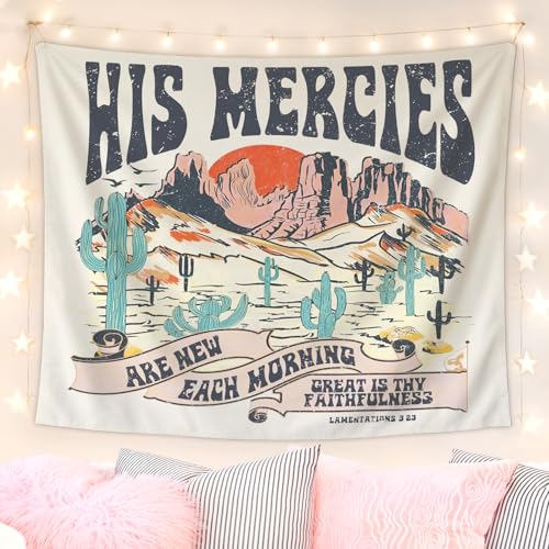 Lacama Western Tapestry, Western Decor howdy Wall Art for Bedroom Home Room Dorm, Cowgirl Room Decor, Country Print Tapestries for Teen Girls & Women, Christian Gifts for Women, 50x60 Inches - color: his mercies