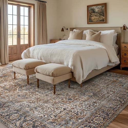 BILEEHOME Dining Room Rugs for Under Table Washable Country Vintage Area Rug for Living Room 6x9,Chocolate Brown - color: Brown, size: 6' x 9' (Rectangular)