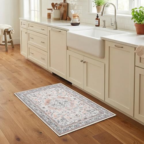 HOOBRO 2 x 3 Area Rugs Washable, Small Rugs for Entryway Kitchen Bathroom Mat Indoor Low Pile Soft Rug, Non-Slip Backing Stain Resistant Carpets, Pet Friendly Machine Washable, Vintage Beige EF01AR01 - color: Vintage Beige, size: 2' x 3' (Rectangular)