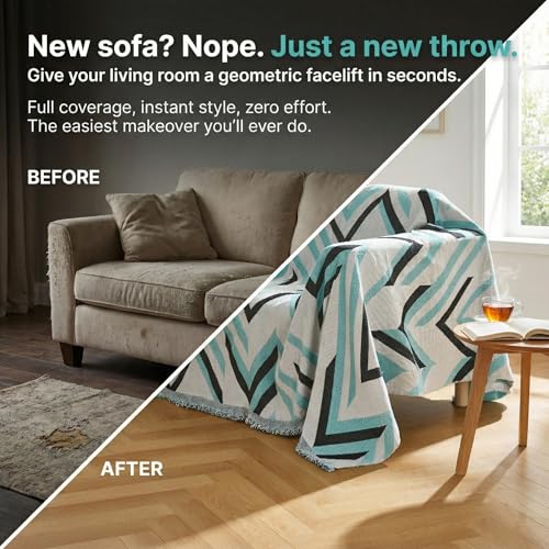 amorus Bohemian Throw Blanket Chenille Jacquard Tassels Cover, 63"*71",NO.5 | Boho Style blankets, modern Geometric, warm & cozy. For couch, bed, outdoor, car - color: Pattern 5, size: 63x71 in