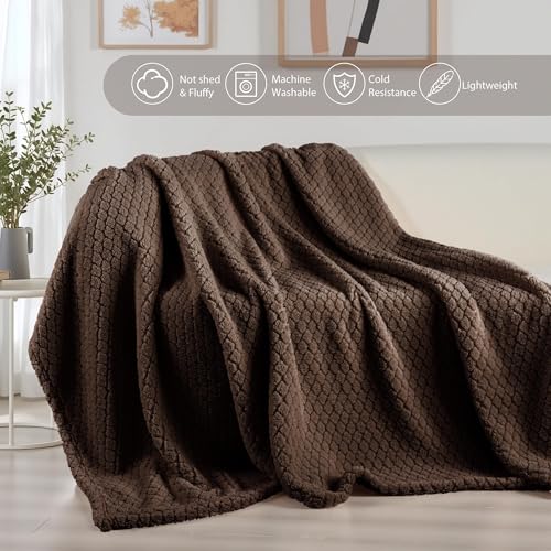 Exclusivo Mezcla Fleece Throw Blanket for Couch and Bed,Extra Soft Warm Decorative Fuzzy Throws for Women,Lightweight Cozy Blankets Size 50x60 Inches, Coffee - color: Coffee, size: Throw ( 50x60 IN )
