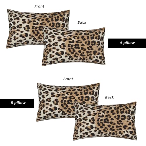 Brown Leopard Throw Pillow Covers 12x20 Inch Set of 2, Cheetah Print Lumbar Pillow Cover Animal Theme Print Pillowcase Farmhouse Decorative Cushion Covers for Sofa Couch Living Room - color: Brown Beige, size: 20" x 12" (Pack of 2)