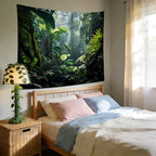 QGHOT Jungle Tapestry Wall Hanging Tropical Rainforest Backdrop Green Palm Leaves Tapestry Extra Large Forest Wall Art for Bedroom Living Room Office Decor 90x70in - size: 70.9"L x 90.6"W