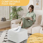 MeMoreCool Square Stuffed Pouf Ottoman Foot Rest, Floor Pouf Foot Stool with Foam Chunk Filling, Soft Stuffed Ottoman Footrest for Living Room, Off-White - color: Striped Off-white