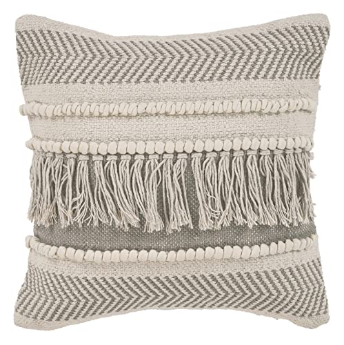Trade AM LR Home 20" x 20" Inches Striped Cotton Throw Pillow Covers for Home Decor | Shabby Chic Boho Cushion Covers for Throw Pillows | Perfect for Living Room Couch & Bedroom Decorations | Beige - color: Beige, size: 20" x 20" (Pack of 1)