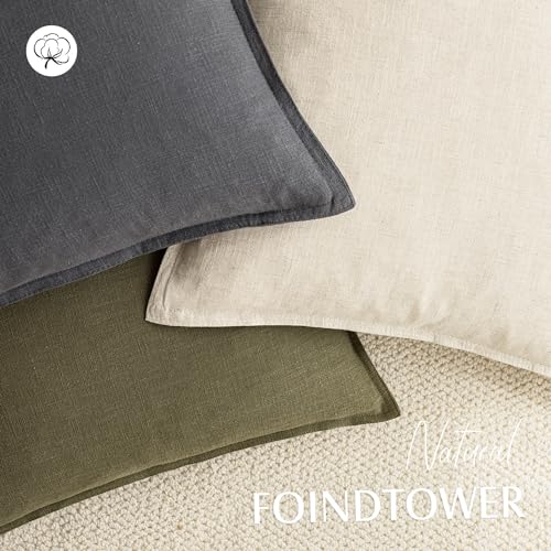 Foindtower Pack of 2, Decorative Linen Soild Throw Pillow Covers Soft Accent Square Cushion Case Boho Farmhouse Pillowcase for Chair Couch Sofa Bedroom Living Room Home Decor 16 x 16 Inch Grey - color: Grey, size: 16" x 16" (Pack of 2)