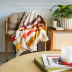 Canyon Glow Striped Afghan Throw Blanket | Thick & Cozy | Cotton USA Made (73x48) - color: Canyon Glow