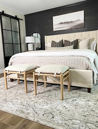 Hauteloom Claridge Living Room, Bedroom Area Rug - Medallion Floral Border Distressed Faded - Traditional Oriental Transitional Oushak Turkish - Gray, Taupe, Beige, Cream, Brown - 2' x 2'11" - color: Gray, Taupe, Beige / Laughlin, size: 1'11" x 2'11" (Rec