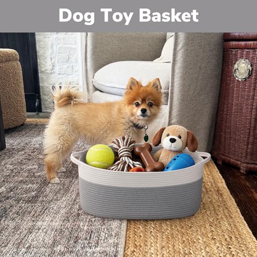 Goodpick Rope Baskets for Gifts Empty, Baby Gift Basket for Nursery Bathroom, Large Dog Toy Basket with Handles, Woven Baskets for Toy Storage, 19.7" X 11" X 7.9", Gray - color: Gray, size: 19.7x11x7.9 Inch (Pack of 1)