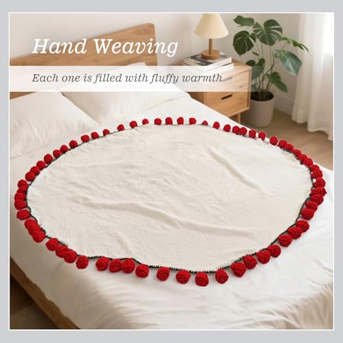 Flower Bouquet Blanket, Birthday Gifts for Mom Teacher Women Grandkids Wife Girlfriend Her, Crochet Flower Blanket, Soft Knitted Throw Blankets for Teacher Appreciation Housewarming Gifts (Red Roses) - color: B-red Roses