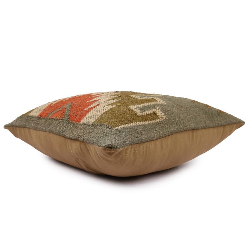 Handwoven Jute Kilim Pillow Cover Rug Cushion Cases 18x18 Inches, Bohemian Vintage Style Decorative Throw Pillows for Home, Living Room & Bedroom - color: Pattern 01