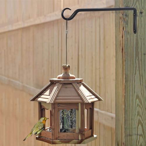 AILIN YELOKIE 2 Pack Premium Forged Wall Hook, Sturdy Hanging Plant Bracket, Elegant Hook for Bird Feeders, Planters, Lanterns, Wind Chimes Indoor Outdoor, Upgrade Black, 12 Inch - color: Black, size: 12in-2-Black