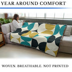 Pure Country Weavers Bauhaus Shapes Blue and Gold Blanket - Mid Century Modern - Gift Tapestry Throw Woven from Cotton - Made in The USA (72x54) - color: Bauhaus Shapes Blue and Gold, size: 72x54
