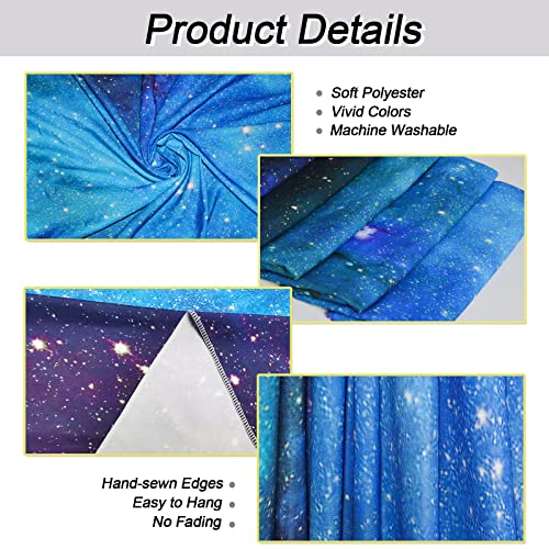 Lahasbja Galaxy Tapestry Blue Starry Sky Universe Space Tapestries Wall Hanging Mysterious Nebula Stars Backdrop for Living Room Dorm - size: 51.2"L x 59.1"W