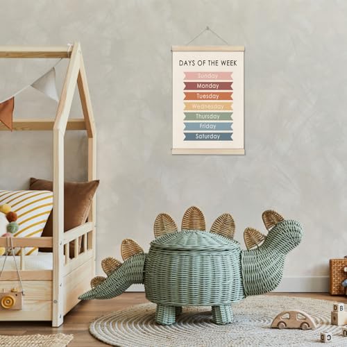 Days of the Week Poster Hanger Frame 16x12 Inch, Educational Posters for Toddler Kids, Days of the Week Learning Wall Art for Preschool Classroom, Homeschool Decor, Preschool Classroom Decor - color: Off-White A03