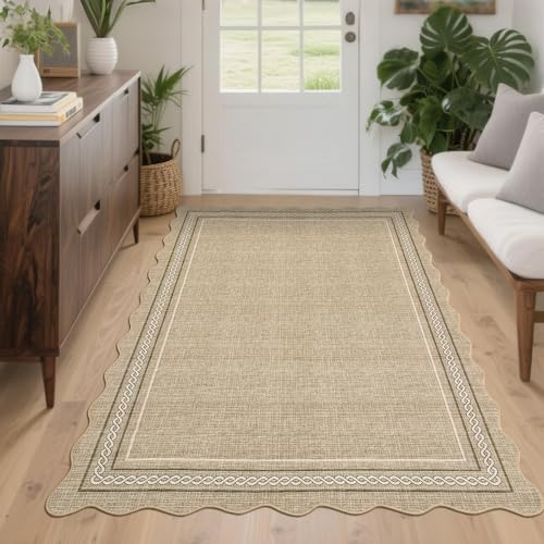 GarveeHome Washable Entryway Rug 4x6 Area Rugs Non Slip Living Room Area Rug Modern Jute Printed Nursery Rug Soft Non Shedding Low Pile Stain Resistant Carpet for Playroom Bedroom Front Door, Jute - color: Jute Color, size: 4' x 6' (Rectangular)