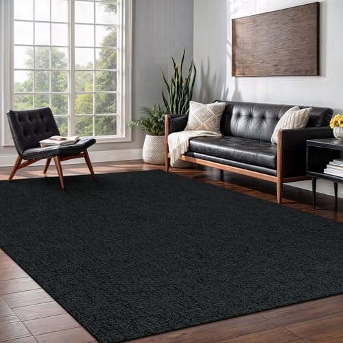Easy Jute Rug 5x7 Indoor Outdoor Natural Rugs Solid Fiber Rug Woven Area Rug Boho Easy Clean Inside Carpet for Living Room Bedroom Dining Room Hallway or Outdoor Patio Porch (5 X 7 Dark Grey) - color: Dark Grey, size: 5' x 7' (Rectangular)