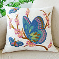 vctops Floral Butterfly Embroidered Pillow Covers 18x18 Inch Spring Summer Cotton Tufted Throw Pillow Cover Outdoor Garden Cushion Case for Sofa, Bed, Living Room (Butterfly,18"x18") - color: Butterfly