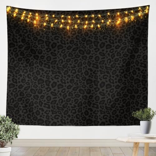 Castle Fairy Leopard Print Tapestry African Cheetah Wildlife Tapestries for Room Wall Hangings Gray Wild Animal Skin Home Decoration Gift Bedroom Decor Living Room Divider Door（51.2x59.1） - color: Black, size: 59.1"L x 51.2"W