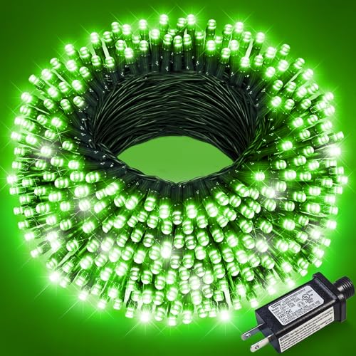 Green Christmas Lights Outdoor, 100FT 300 LED Christmas Tree Lights with 8 Modes, Waterproof Connectable Twinkle Lights Green Wire for Indoor House Patio Party Holiday Decorations - color: Green, size: 100FT 300 LED