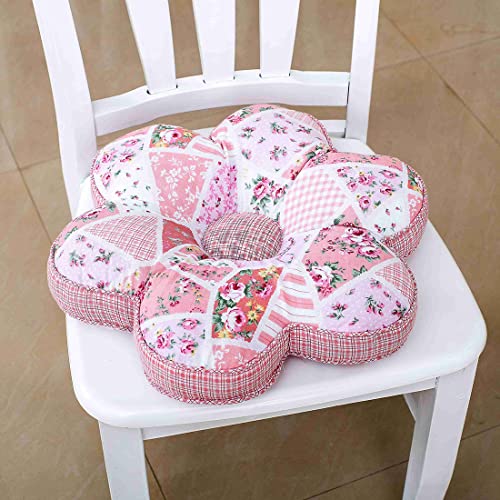 vctops Flower Shaped Chair Pad Farmhouse Floral Print Chair Seat Cushion Pad Soft Comfy Cotton Cushion Pillow (1221 Pink, 16"x16") - color: 1221 Pink