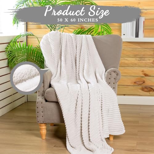Buryeah 12 Pcs Flannel Throw Blanket Bulk 50 x 60 in Sleepover Blanket Outdoor Wedding Throw Lightweight, Oeko-tex Standard 100 Certified for Sofa Homeless Gifts (Cream White) - color: Cream White