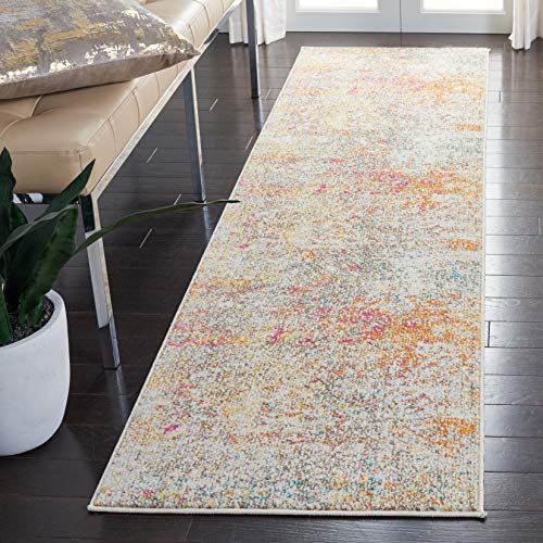 SAFAVIEH Madison Collection Runner Rug - 2'2" x 6', Grey & Turquoise, Modern Abstract Design, Non-Shedding & Easy Care, Ideal for High Traffic Areas in Living Room, Bedroom (MAD460G) - color: Grey/Turquoise, size: 2'2" x 6' (Runner)