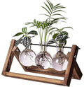 Kingbuy Plant Propagation Station, 3 Glass Bulb Vases with Wooden Stand | Boho Desktop Terrarium, Hydroponics, Home Office Window Sill Decor, Gift for Women Plant Lovers - size: 3 Bulb Vase