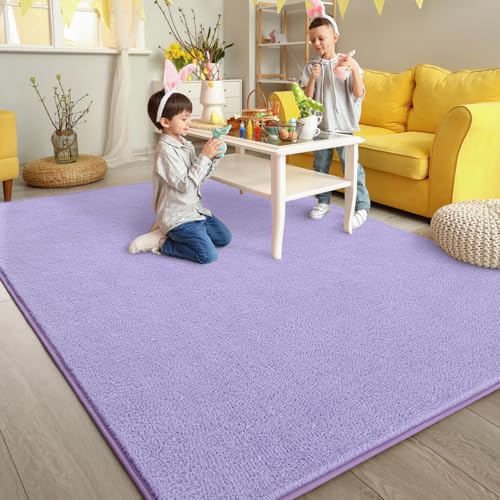 Pettop 4x6 ft Purple Area Rugs for Bedroom Living Room, Washable Memory Foam Indoor Carpet, Modern Aesthetic Minimalist Non Slip Soft Comfy Carpet for Boys Girls Dorm Home Decor - color: Purple, size: 4' X 6' (Rectangular)