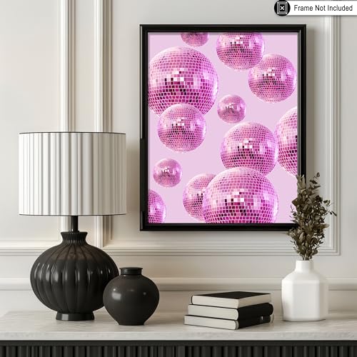 Poster Master Pink Disco Ball Poster - Retro Disco Balls Print - Preppy Design - Trendy Art - Modern Print - Disco Design - Chic Boho Decor - Aesthetic Dorm or Nightclub Decor - 8x10 UNFRAMED - color: Style-01, size: 8"L x 10"W