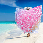 Large Microfiber Boho Mandala Beach Towel Round Bohemian Beach Blanket Hippie Indian Throw Blanket Beach Tapestry Sand Free Quick Dry Yoga Picnic Yoga Mat Wall Decor Circle Tablecloth,59'',Gradient - color: Gradient Mandala