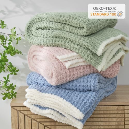 Snuggle Sac Ultra Soft Waffle Throw Blanket for Couch Bed Sofa 50x60 inches, Reversible Pink Blanket Microfiber Fluffy Fuzzy Cozy Knit Throws for Women Mothers Birthday Gifts - color: Waffle Soft Pink, size: Throw(50"x60")
