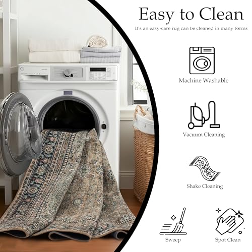 Ruaruarug Washable Area Rug 2x3 for Kitchen Entryway Living Room Bedroom, Ultra Soft Non Slip Stain & Fade Resistant, Pet & Kids Friendly, Suitable for High Traffic Areas Easy to Clean, Vintage Brown - color: Vintage Brown, size: 2' x 3' (Rectangular)