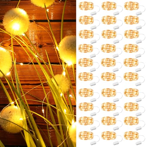 ZSJWL 30 Pack Fairy Lights Battery Operated Warm White,7Ft 20LED Mini String Light, Waterproof Twinkle Light Silver Copper Wire Lights for Wedding Party Bedroom Christmas Table Decoration - color: Warm White, size: 30 Pack – Battery Powered