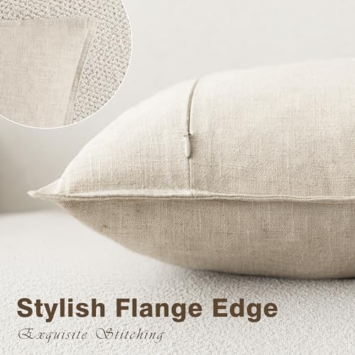 Foindtower Pack of 2, Decorative Linen Soild Throw Pillow Covers Soft Accent Cushion Case Boho Farmhouse Neutral Pillowcase for Couch Sofa Bedroom Living Room Home Decor 16 x 16 Inch Natural Beige - color: Natural Beige, size: 16" x 16" (Pack of 2)