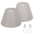 Lamp Shades for Table Lamps, Gray Lampshades Set of 2, 5.5" Top x 10" Bottom x 6.6" High, Natural Linen Lamp Shades for Floor Lamps Bedside Lamps, Spider, Bulb Clip Adapters Included - color: Gray
