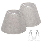 Lamp Shades for Table Lamps, Gray Lampshades Set of 2, 5.5" Top x 10" Bottom x 6.6" High, Natural Linen Lamp Shades for Floor Lamps Bedside Lamps, Spider, Bulb Clip Adapters Included - color: Gray
