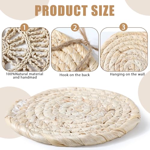 CroBlissful 7 Pcs Boho Wall Basket Decor Hanging Handcrafted Seagrass Woven Round Bohemian Basket Wall Decoration Art for Farmhouse Home Room Rustic Decorations Table, Multi Sizes(Vintage) - style: Retro