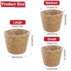 3 Pack Plant Basket for Indoor, Wicker Seagrass Plant Pots with Liner, Macrame Plant Hanger, Woven Natural Planter Baskets Outdoor for Flower, Balcony,Home