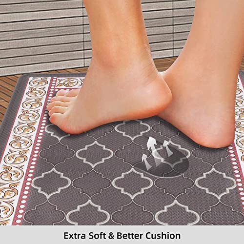 ROTTOGOON Kitchen Floor Mat Set of 2, Cushioned Anti Fatigue Kitchen Mat 17"x47"+17"x29", Non-Slip Waterproof Kitchen Rug, Premium PVC Comfort Kitchen Mats and Rugs for Kitchen, Office, Home, Laundry - color: Coffee, size: 17"x47"+17"x29"