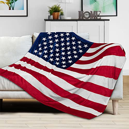 PAVILIA Patriotic Blanket - American National Flag Throw Blanket for Sofa Couch Bed, Soft Microfiber Fleece Reversible, USA Military Veteran July 4th Gift - 50 x 60 Inches - color: American Flag, size: 50 x 60 Inches - Throw