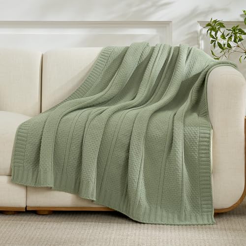 Amélie Home Premium Chenille Throw Blanket, Soft Cozy Moss Stitch Knit Blanket for Couch, Sofa, Chair, Home Decor, Sage Green 50"x60" - color: Sage Green, size: 50" X 60"