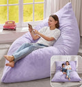 Hobestluk 3 in 1 Bean Bag Chair Giant Bean Bag Chairs for Adults with Plush Faux Fur Cover Convertible Bean Bag Floor Cushion with Machine Washable Cover for Living Room (Plush Purple) - color: Purple