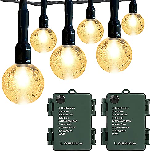 Battery Operated String Lights Waterproof 16FT 30 LED 8 Modes Fairy Garden Globe String Lights with Timer for Christmas Tree Holiday Outdoor Indoor Patio Party Decor, Warm White (2 Pack) - color: Green Wire Warm White, size: 2 Pack