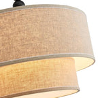Shrine Lighting Double Drum Chandeliers, Farmhouse Style, Perfect Drum Pendant Light for Dining Room, D20'' x H10'', Adjustable Chains 55'', E12*4 Sockets, Beige Linen Fabric Lampshade & Black Rod - color: Beige&Double D20''