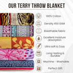 100% Cotton Throw Blanket for Couch Sofa or Bed All Season Terry Blankets & Throws, Lightweight & Breathable Cotton Blanket, Picnic Rug, Terry Bed Sheet (Ariadne) - color: Ariadne