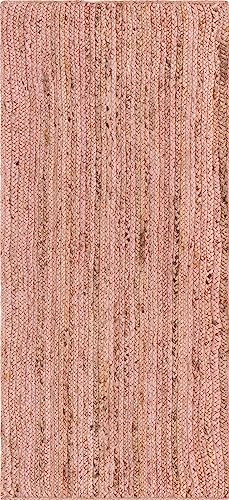 Unique Loom Braided Jute Collection Area Rug - Dhaka (2' 7" x 6' 1" Runner, Light Pink) - color: Light Pink, size: 2'7" x 6'1" (Runner)