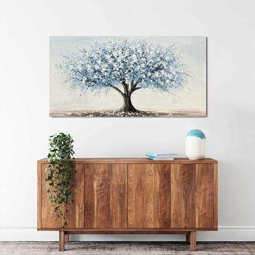 Canvas Wall Art Decor Wall Art Pictures for Living Room Vintage White Blue Wall Art Prints Tree of Life Wall Art Decorations Canvas Art Wall Decor Artwork for Walls Bedroom Office Decor 20" X 40" - color: XY-01J, size: 40"L x 20"W